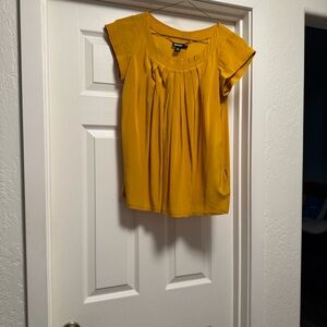 DKNY Golden Yellow Pleated Blouse